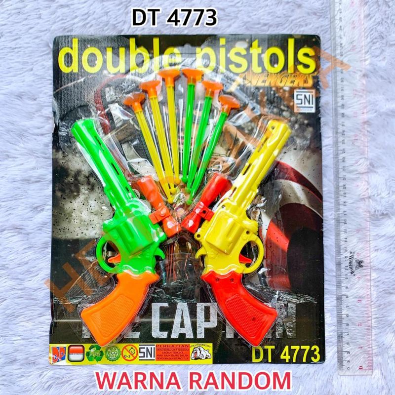 MAINAN DT 4773 DOUBLE PISTOLS ISI 2 PCS PISTOL PISTOLAN MAIN TEMBAK TEMBAKAN PELURU KARET COP KEKER 