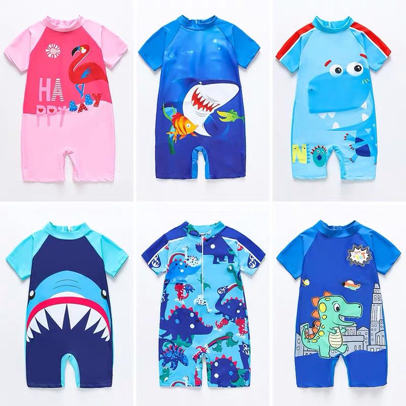 BAJU RENANG SWIMSUIT BABY SHARK DINO DINOSAURUS ANAK LAKI-LAKI IMPOR LEMBUT