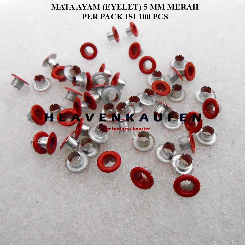 Mata Ayam Eyelet Mata Itik 5 mm Warna Merah Harga Per Pack isi 100 Pcs