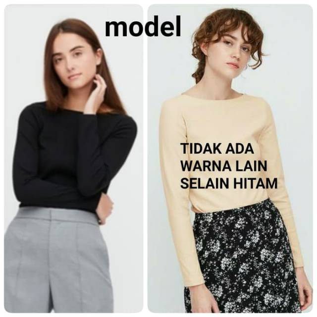 ASLI uniqlo t-shirt rib boat neck hitam