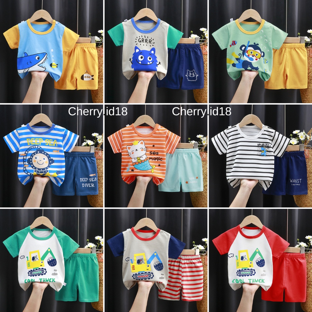 Cherry COD Baju Anak Anak Laki Laki / Baju Anak Perempuan / Baju Payi / Pakaian Anak - SLP100