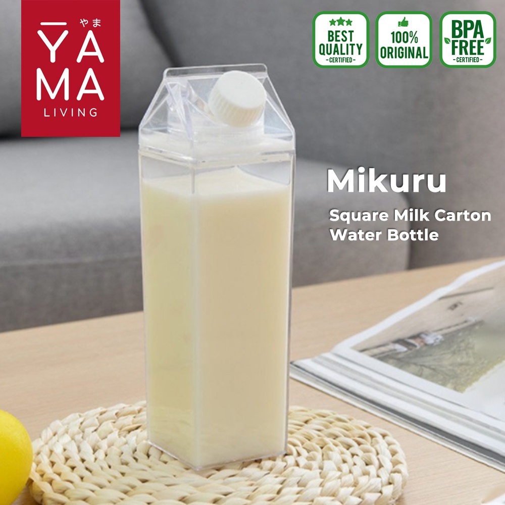 YAMA MIKURU Fridge Bottle Tumbler Botol Air Tempat Minum Kulkas Milk Carton Water BottleTransparent 500 1000 ml