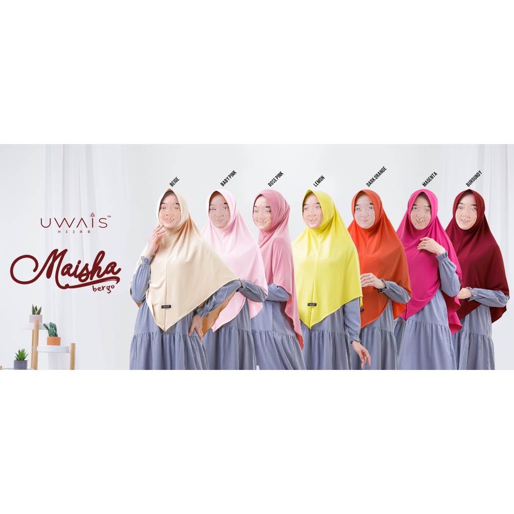 JILBAB INSTAN BERGO MAISHA KERUDUNG KAOS JERSEY  POLOS ANTEM UWAIS HIJAB SYARI TERBARU BEST SELLER-6