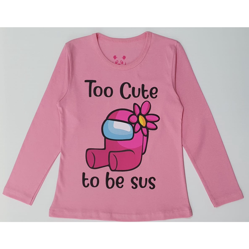 PKA - KLP Grosir KAOS LENGAN PANJANG Anak Karakter AMONG US PINK