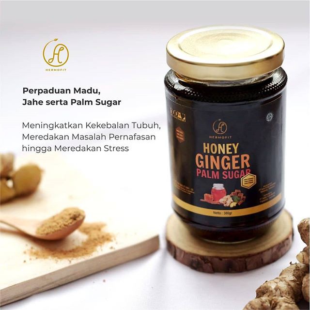 

HERMOFIT HONEY GINGER PALM SUGAR 380gr / 100% Madu Herbal Asli + Jahe
