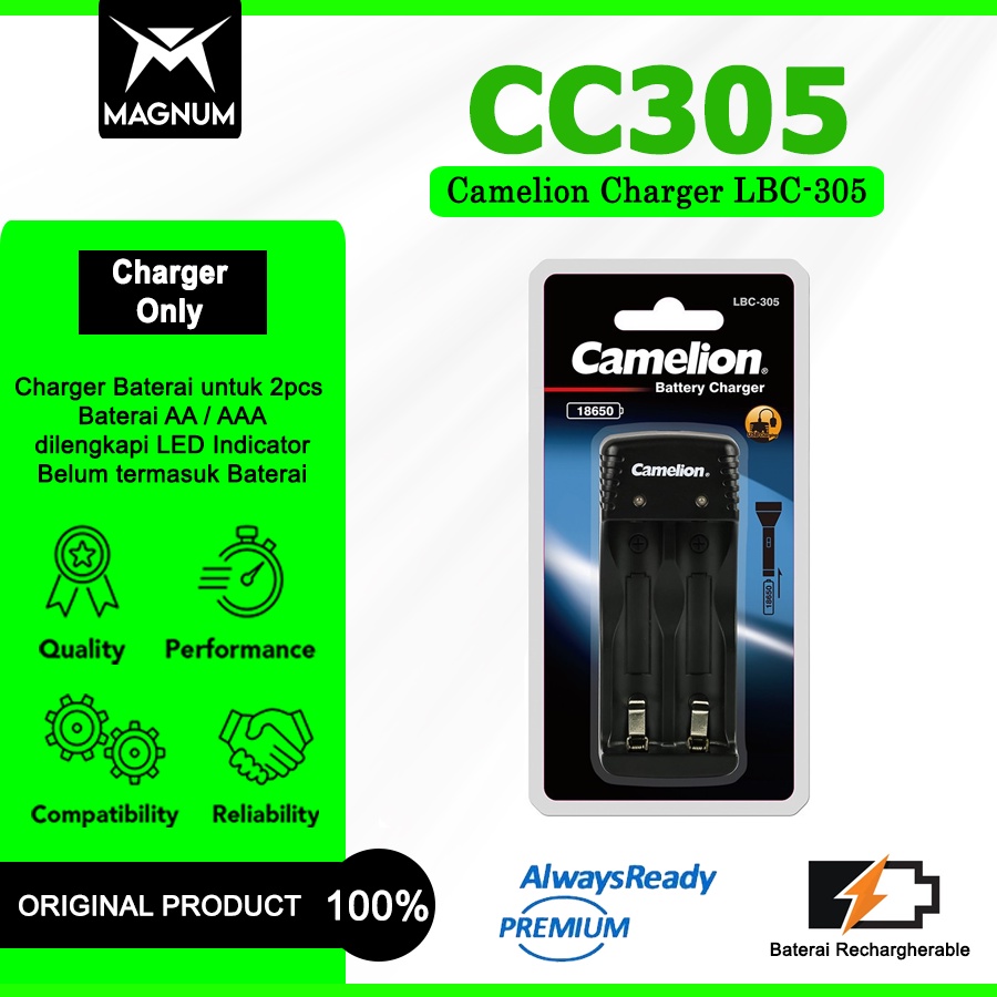 Camelion Charger LBC 305 Only 2 Slot Baterai Lithium 18650 Li-Ion AA