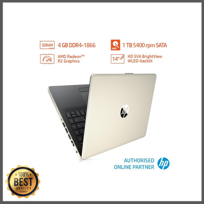 Hp Laptop 14 Cm0094au Pale Gold Amd Dual Core E2 9000e 4gb 1tb Amd Radeon R2 14 Mura Shopee Indonesia