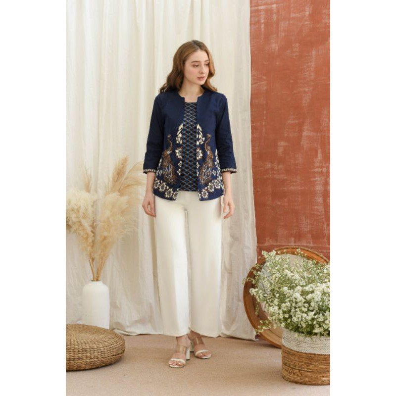 Atasan Blouse Batik Wanita Lengan Panjang bahan katun stretch, 242 JM#-6