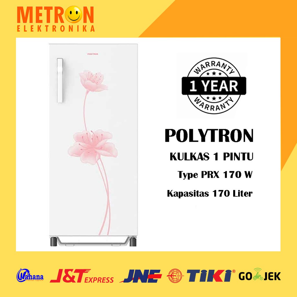 POLYTRON PRX 170 W WHITE METAL KULKAS 1 PINTU 170 LT LITER PRX170