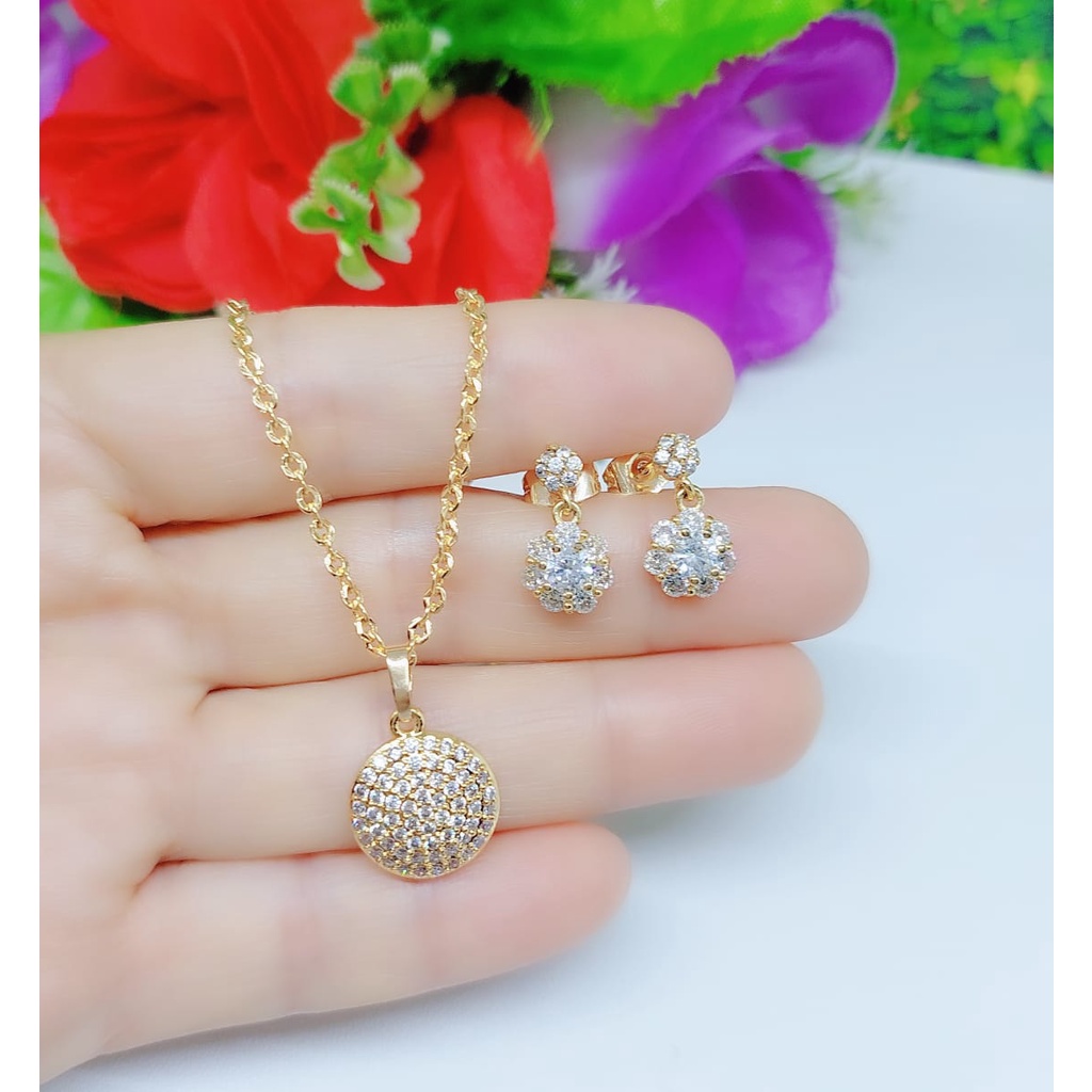 Set perhiasan kalung dan anting permata lapis emas 0253,0254