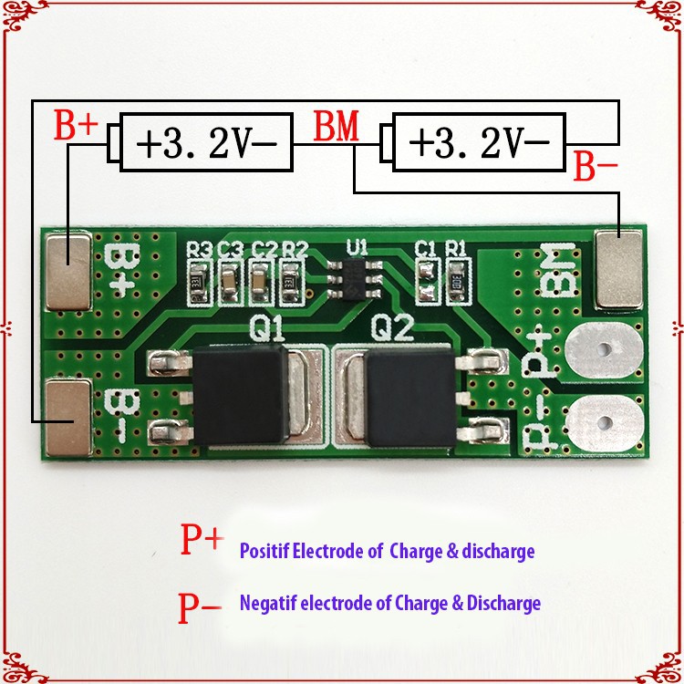 Lithium battery protection 2 strings of 6.4V (075)