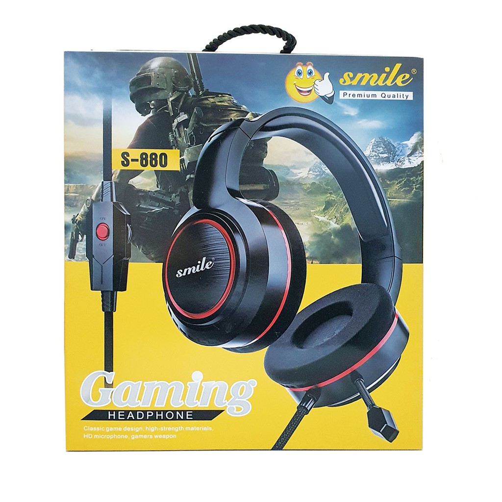 Smile Headphone Bando Gamer Panjang Kabel 2 Meter Headset Gaming Handfree Hanset Ekstra Mega Bass