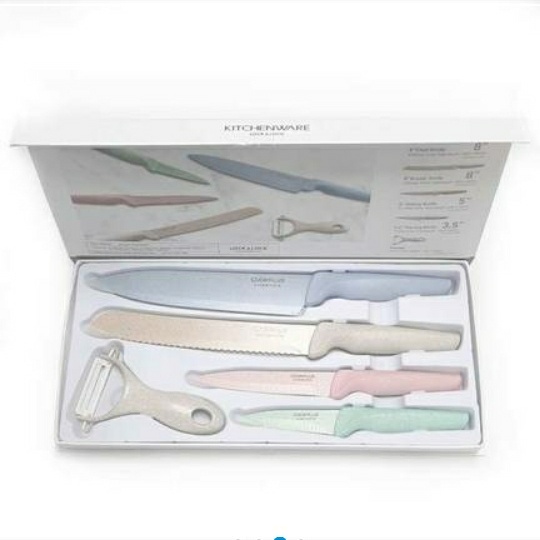 lock&lock lock n lock exclusive cookplus isi 5 knife set pastel promo