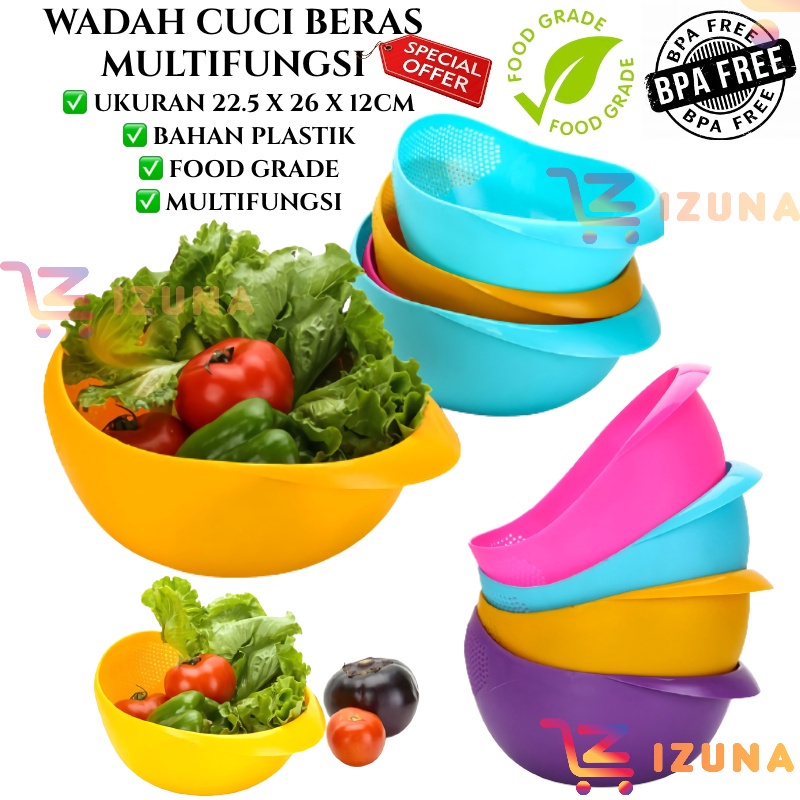 [IZUNA] WADAH CUCI BERAS SAYUR / BASKOM CUCI BERAS / KERANJANG BUAH FOOD GRADE / BASKOM CUCI BUAH SAYUR