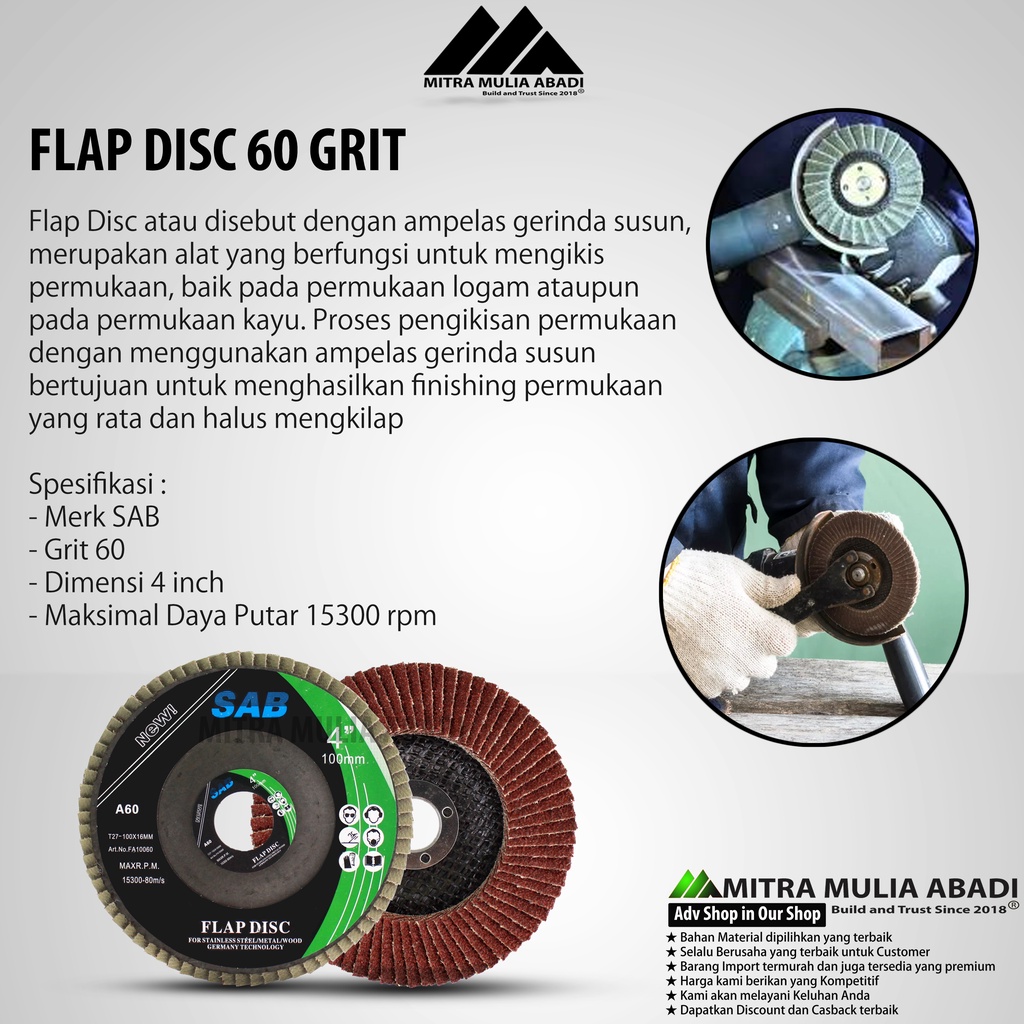 Amplas Susun Flap Disk 4 inch Grit 60