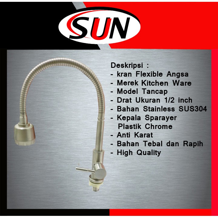 Kran Keran Air Dapur Flexible Stainless Sus 304 Cuci Piring Bebek Angsa