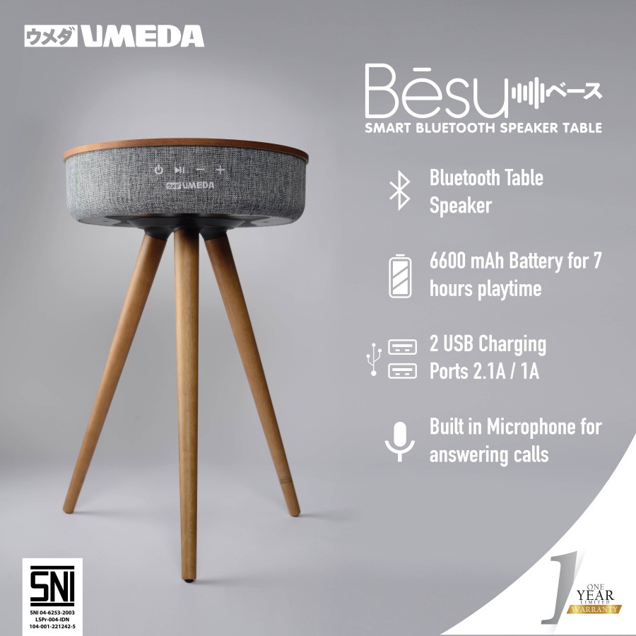 Umeda Besu Table Bluetooth Speaker Meja Speaker Minimalis SNI Garansi Resmi Umeda