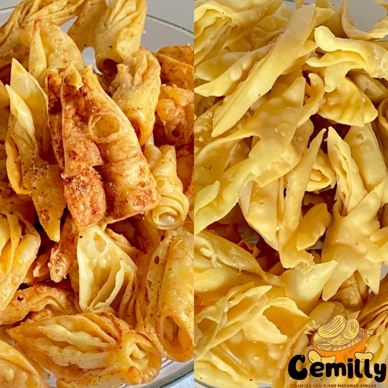 

[CEMILLY] 1000gr Pangsit Udang Pedas/Original Cemilan Snack Kiloan