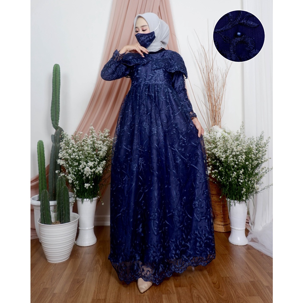 Gamis Wanita Muslimah Brokat Remaja Modern Elegan Gaun Pesta Kondangan Lamaran Wisuda