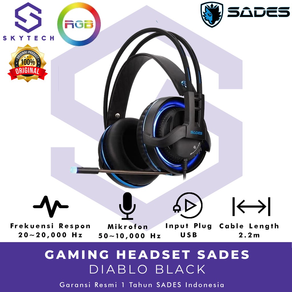 HEADSET GAMING SADES DIABLO WITH MIC ORIGINAL GARANSI RESMI