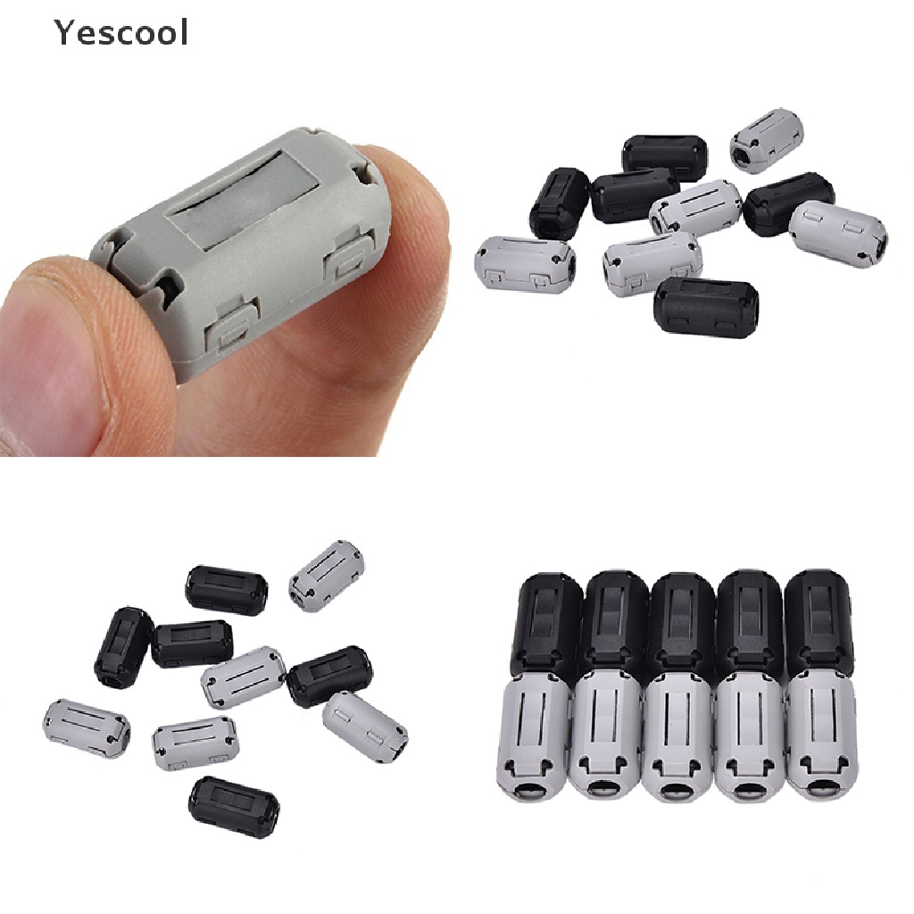 Yescool 5pcs Klip Filter Inti Ferrite EMI RFI Noise Suppressor 3.5mm Warna Hitam