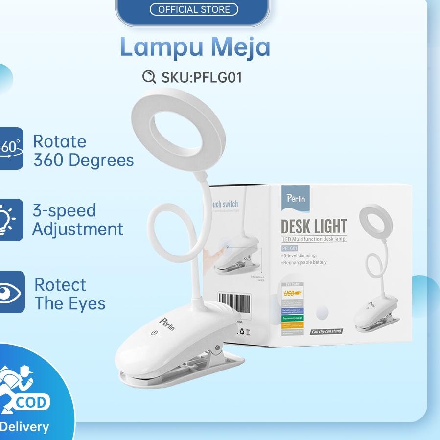 Terbaru.. Perfin PFLG01 Lampu Meja Lampu Belajar Jepit USB LED Portable Charge Touch Screen Adjustab