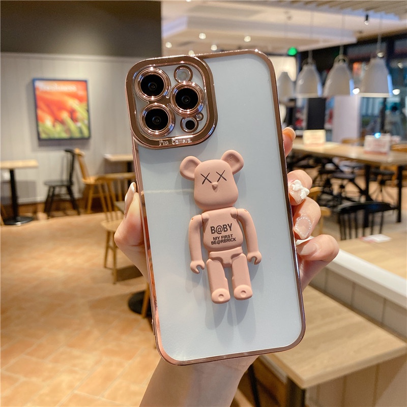 Soft case Silikon Transparan Motif Beruang Untuk iphone 11 12 13PROMAX X XS XR XSMAX 7 8PLUS