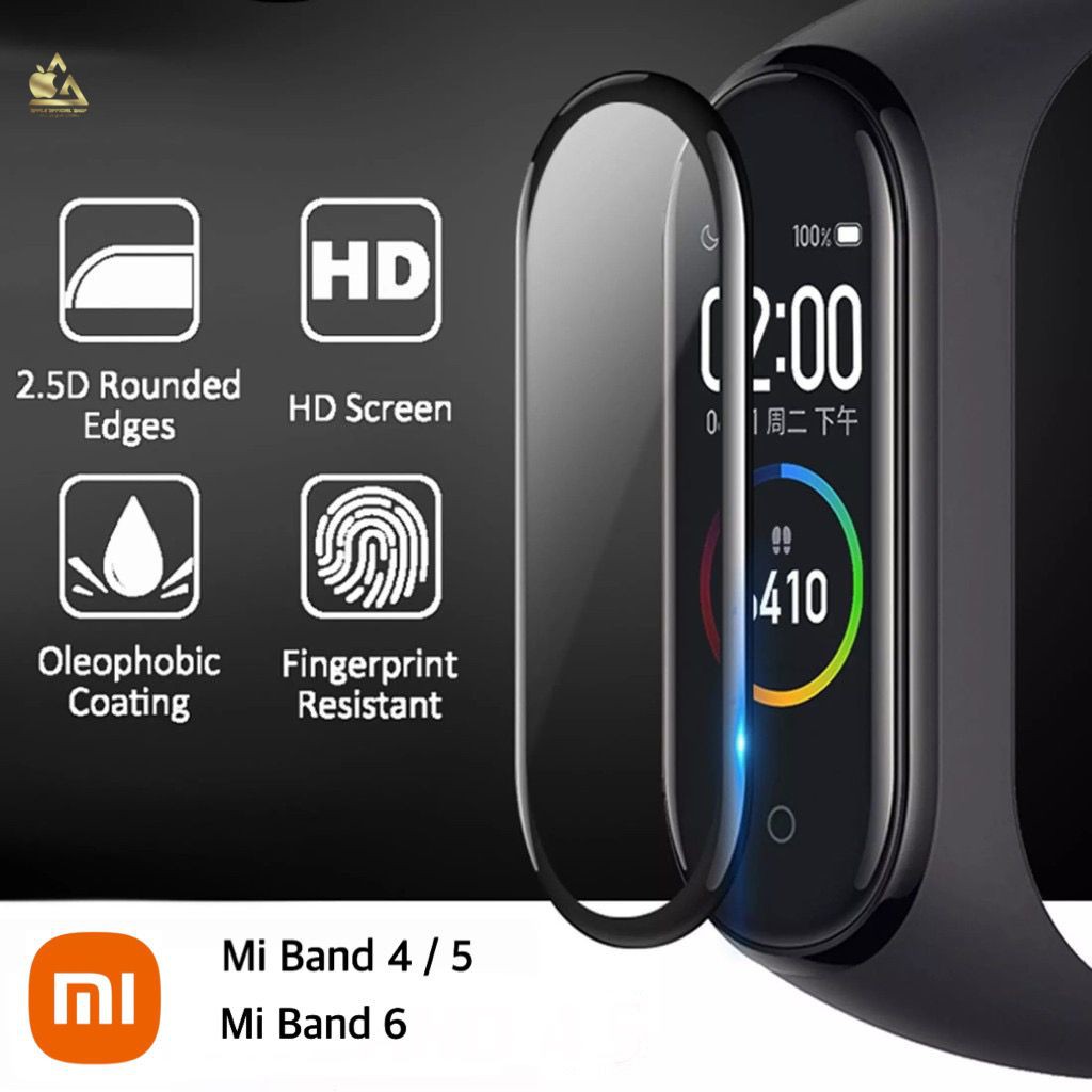 Tempered Glass 4D Xiaomi Mi Band 4 5 6 FULL CURVE Polimer Nano Technology Screen Protector Anti Gores Kaca Film