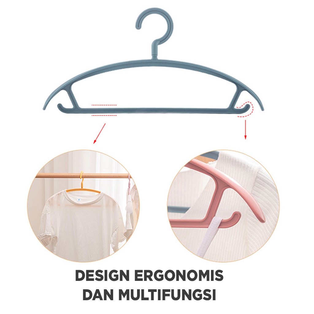 Gantungan Baju Hanger Plastik | Plastic Hanger Pakaian Laundry Anti Slip Warna