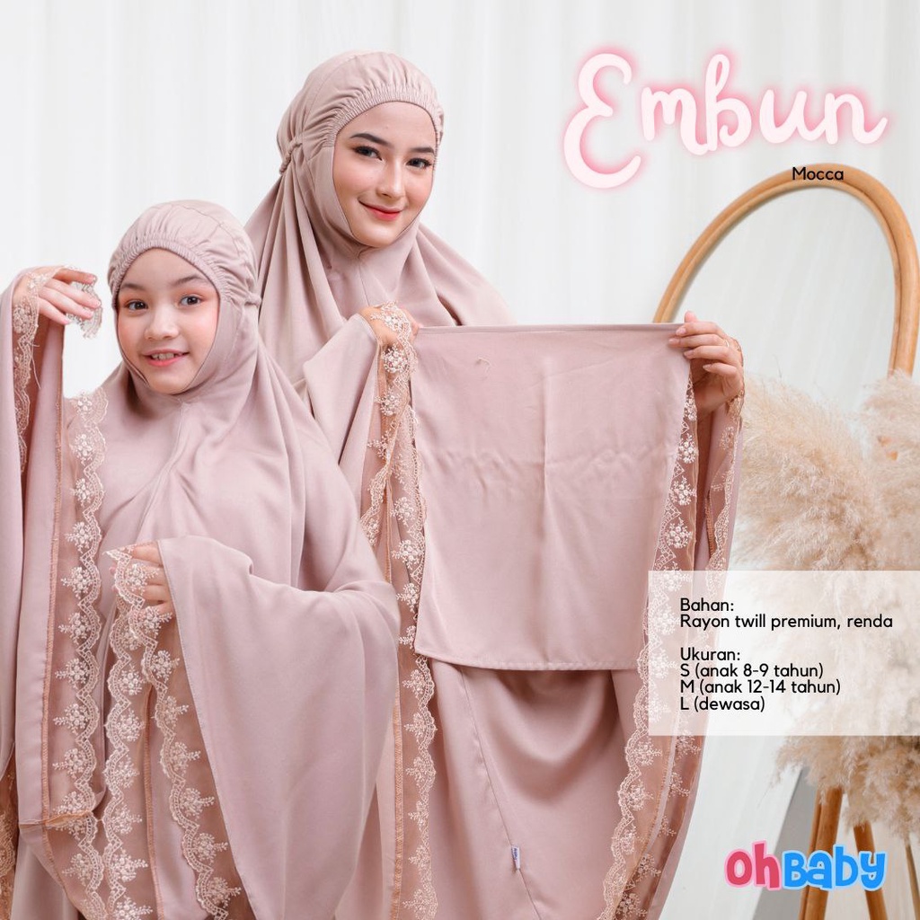 Mukena Couple Anak & Ibu Oh Baby Embun Mocca