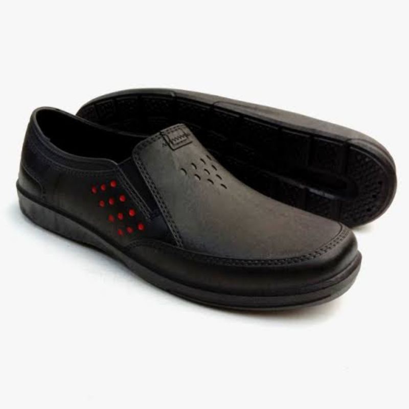 Sepatu slip on pria original pro att anti air sepatu kerja karet full hitam