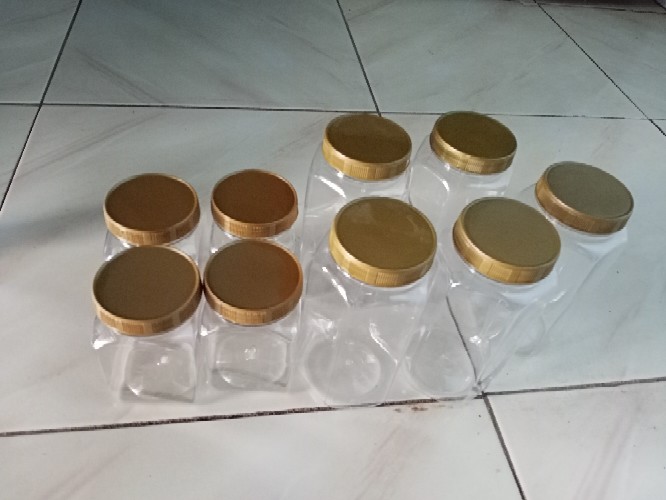 Toples Plastik Kotak 340ml - Toples Sambal/bumbu/selai/kue/parsel/coklat