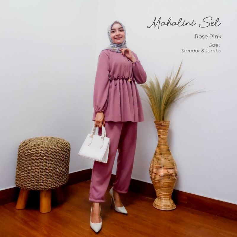 MRA- One set wanita Mahalani Moscrepe Motif Polos Stelan wanita Daily