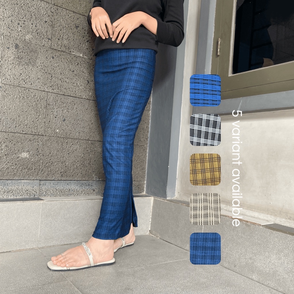 Rok Span Tartan Rok Kotak Panjang
