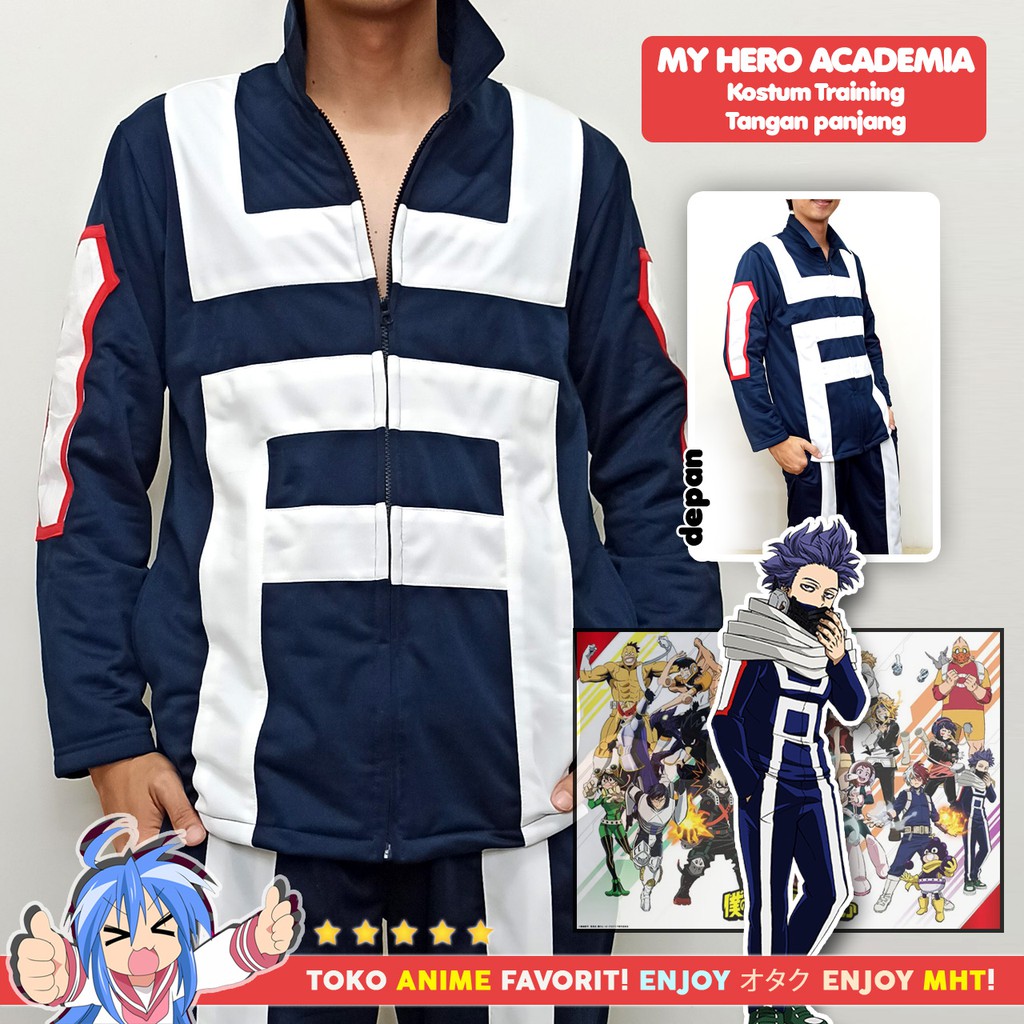 Jersey Kostum Anime Sport Training Boku no Hero Academia U A Yuei Academy Lengan Panjang Cosplay