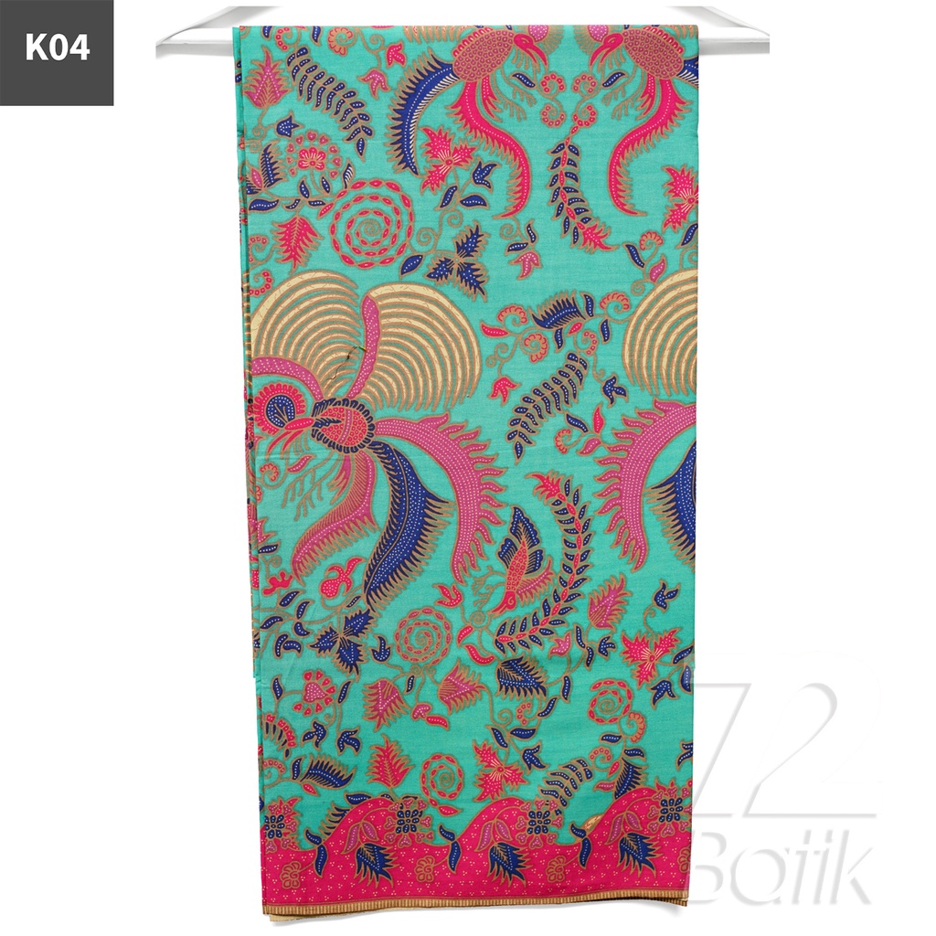 KAIN BATIK PREMIUM Bahan Katun Motif Burung Titan Warna Biru Kehijauan 722069 Cap 72 Jarik Jarit Samping Kebat Panjang Batik Katun Modern Premium Bahan Seragam Batik Pernikahan Kantor Keluarga Murah Kamen Jadi Batik Bali Lembaran