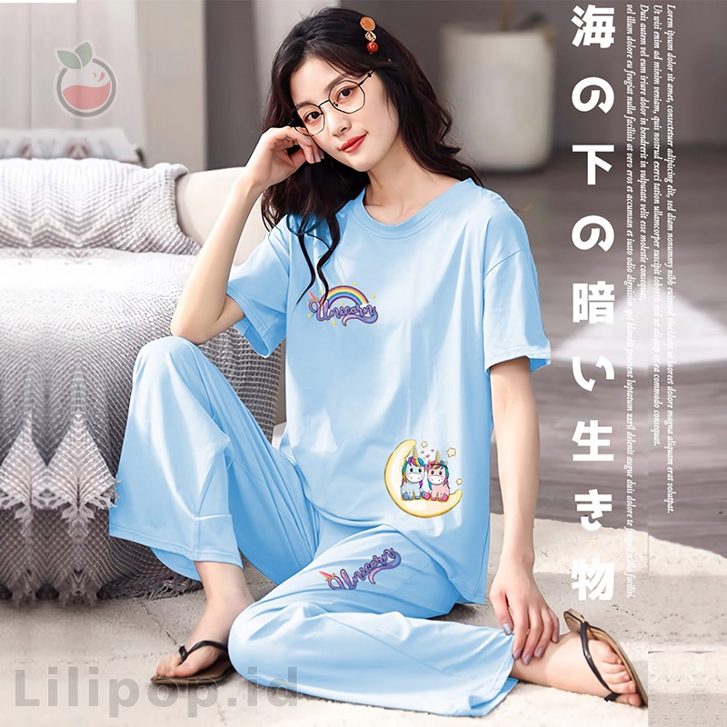 Baju Tidur Stelan Wanita Celana Panjang Dewasa Allsize Cp-8