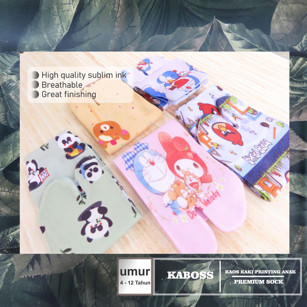 Kaboss Kaos Kaki Jempol Anak Printing Karakter Panda, Bear, Nylon Premium 5