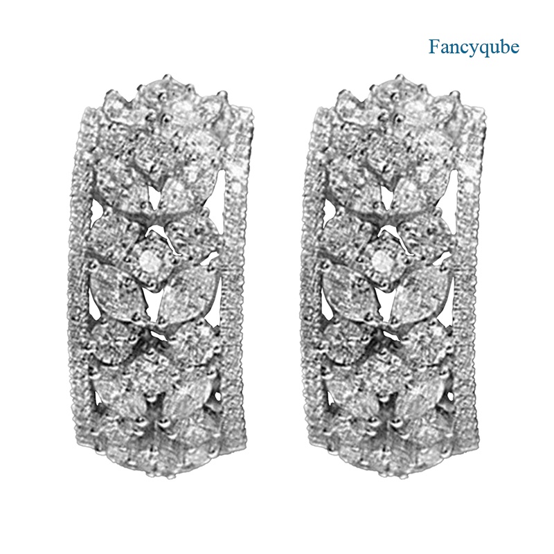 Anting 925 Sterling Silver Bentuk Persegi Panjang 18k Gold Rose Flower Untuk Wanita