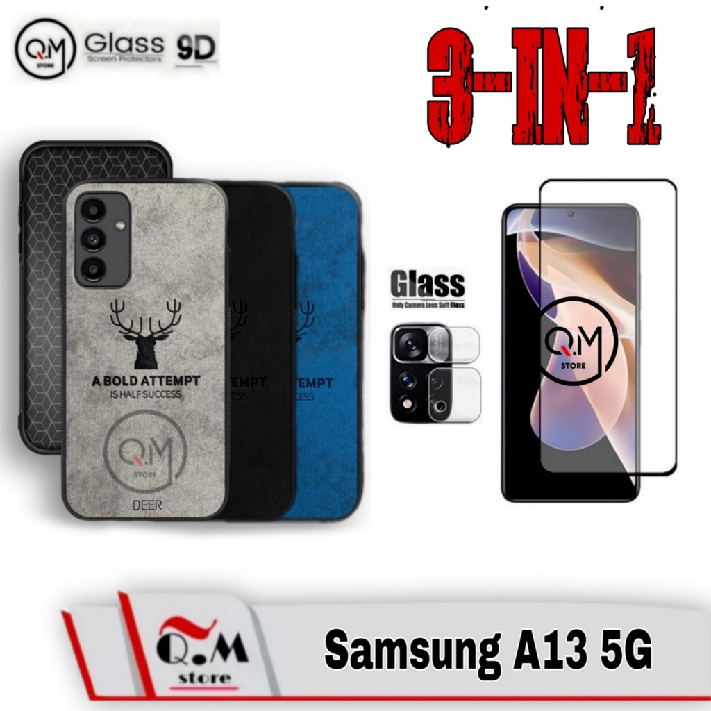 PAKET 3IN1 Case Samsung A13 5G / Samsung A12 / M12 / Samsung A11/M11 Softcase Deer TPU Bermotif Rusa Jens Pelindung Back Cover