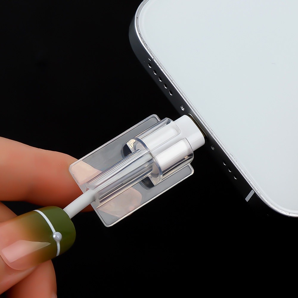 1 / 5Pcs Klip Pelindung Kabel Data Transparan Anti Pecah Untuk iPhone