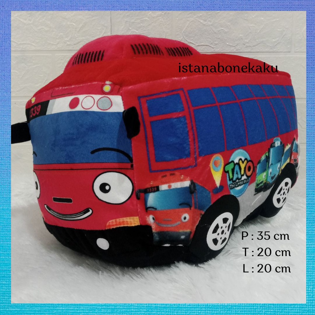 Boneka Bus Tayo Printing Berkualitas SNI Isi Dacron Murni