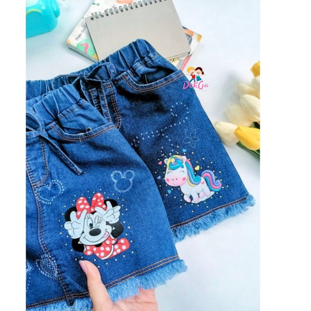 Rok jeans anak 1-9tahun rok tali motif pony miki bawahan rok anak perempuan