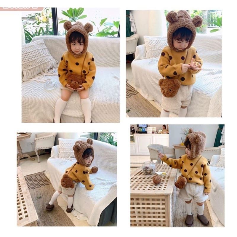 Tas Selempang Teddy Bear Mini Tas Bahu Wanita Bentuk Kepala Beruang Karakter Hewan - TK34