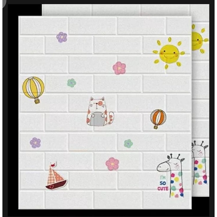 Wallpaper Dinding 3D Motif Batu Bata Foam Ukuran 70x77cm Ketebalan 3mm dan Banyak ukuran Lain Murah Meriah-4