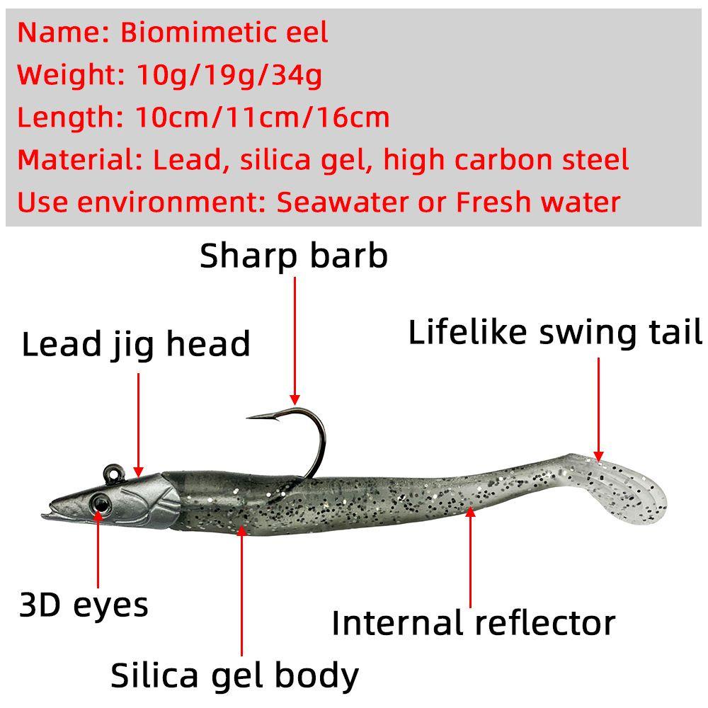 Top Fish Belut Lure Silikon Tahan Lama Luminous Lead Jig Head