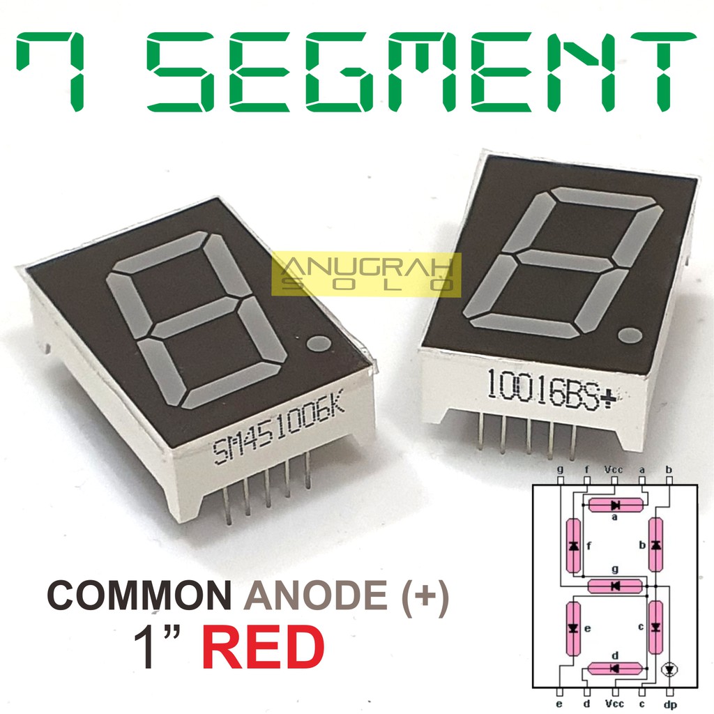 Seven Segment LED 7 Segmen 1 Inch Merah 1 Digit Common Anode 1inch