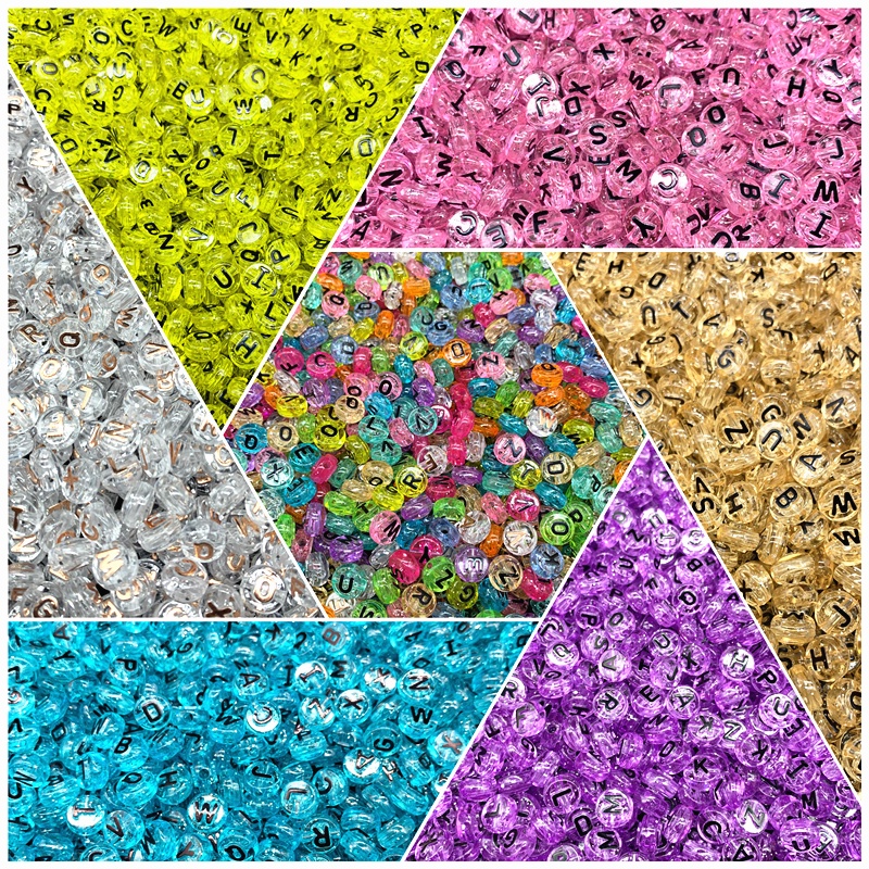 50 Pcs / lot Manik-Manik Huruf A-Z Bahan Akrilik Warna Bening Ukuran 6x10mm Untuk Membuat Perhiasan DIY