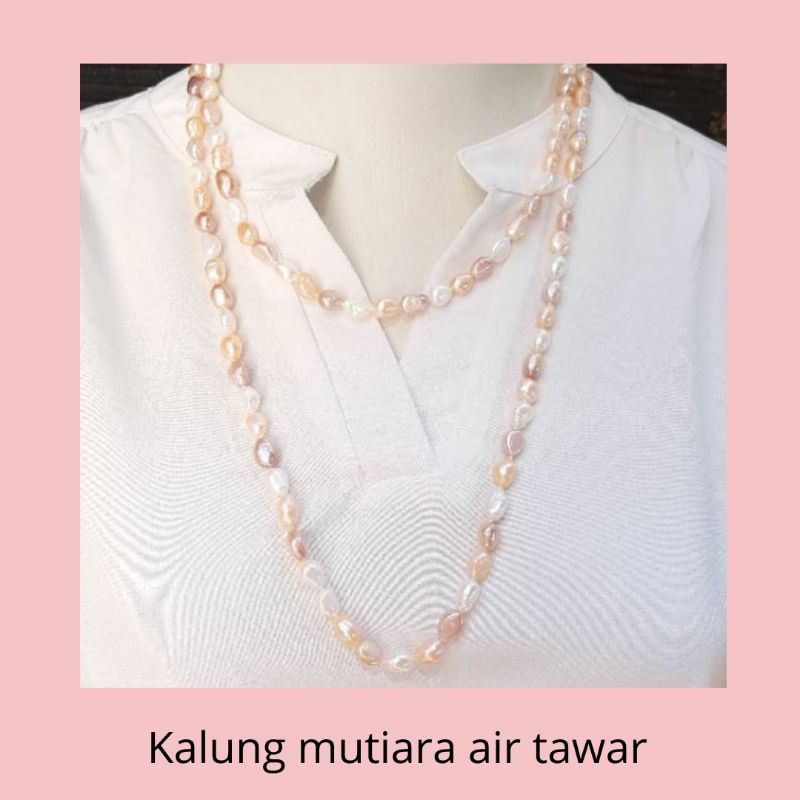 Mutiara Lombok Asli | Kalung Mutiara Air Tawar Hijab Panjang