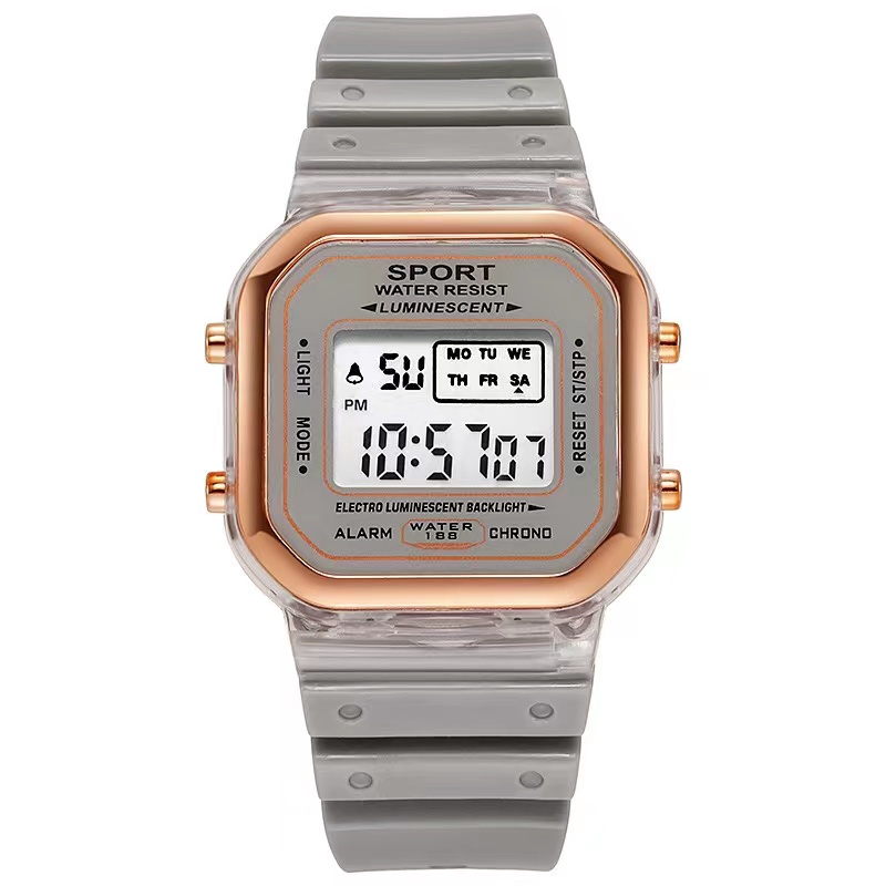 COD✅ Jam Tangan Wanita Pria Digital Rubber Segi Fashion Watch Karet Sport LED Grosir Murah    S1179